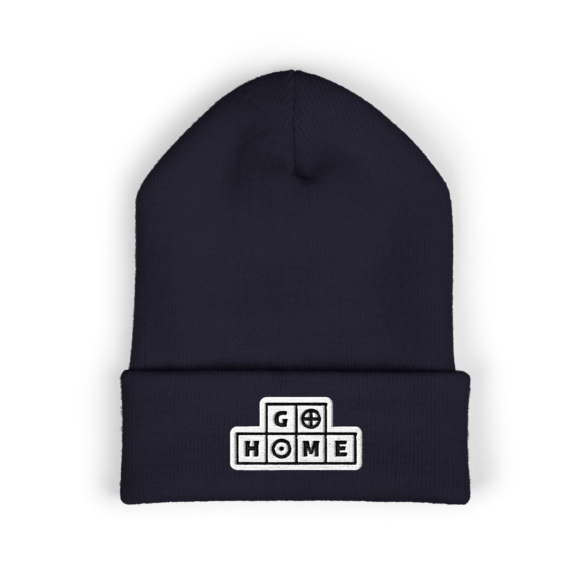 "Go Home" (alt) Embroidered Beanie — One Hand Manor
