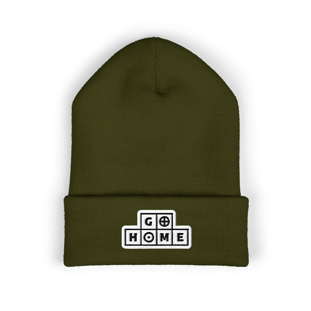 "Go Home" (alt) Embroidered Beanie — One Hand Manor