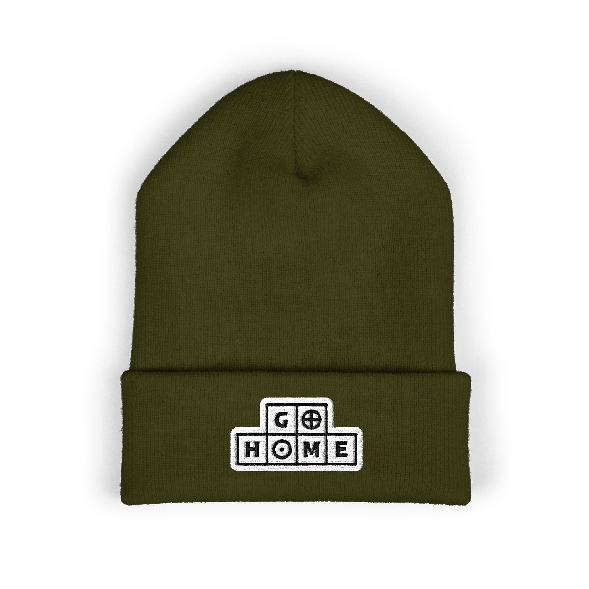 "Go Home" (alt) Embroidered Beanie — One Hand Manor
