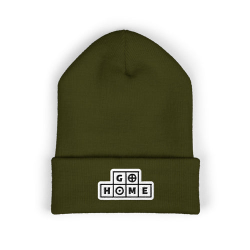 "Go Home" (alt) Embroidered Beanie — One Hand Manor