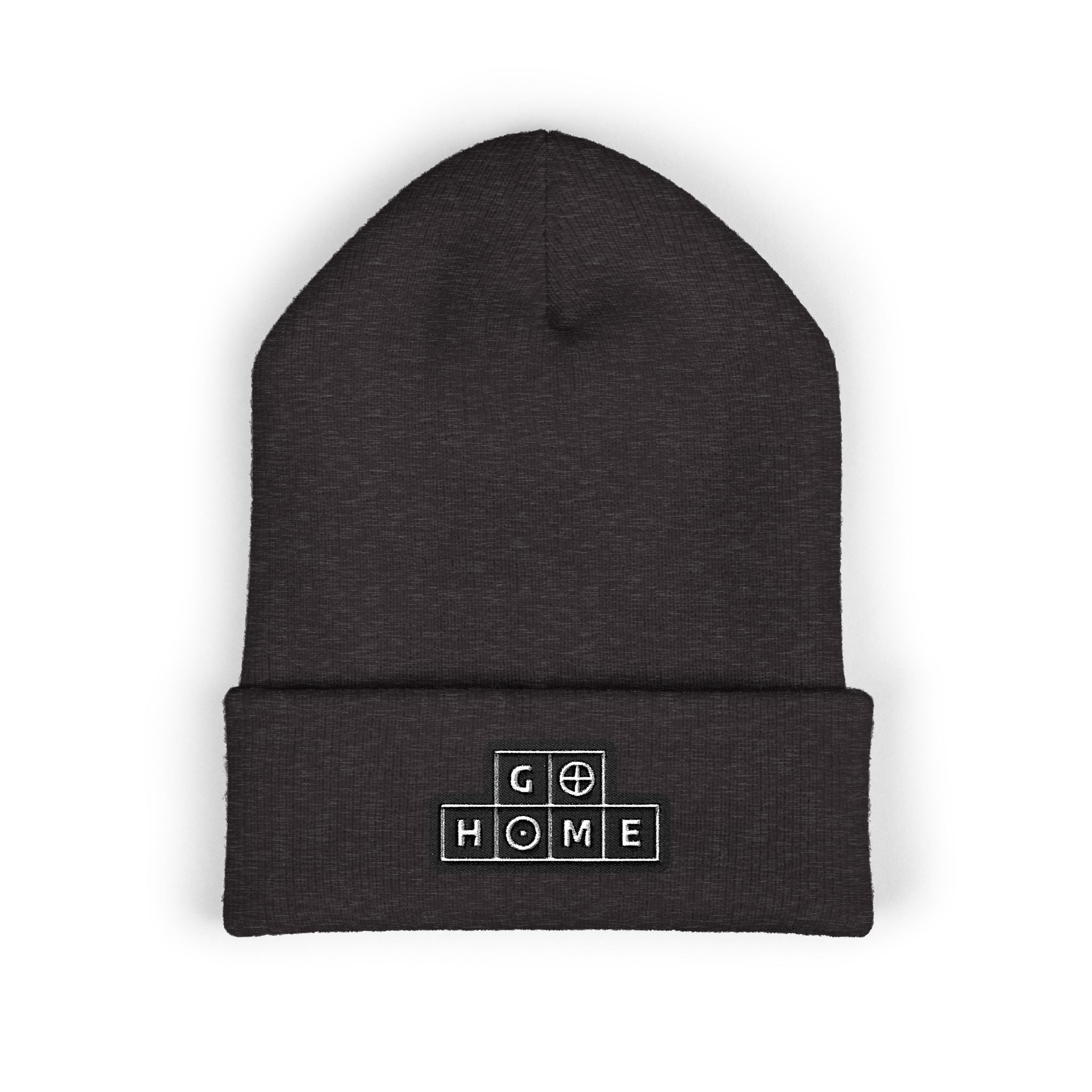 "Go Home!" Cuffed Beanie — Black & White Streetwear