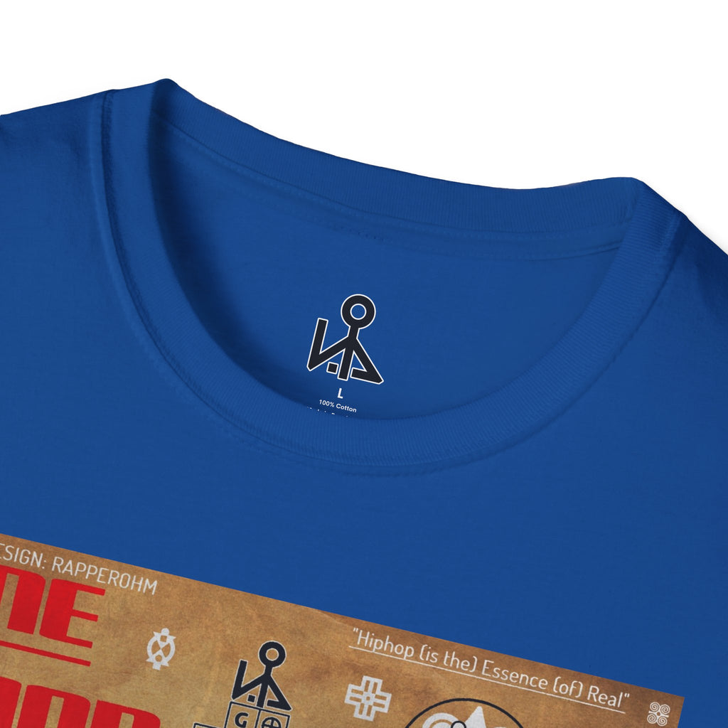 "Song Lines", Brutalist Rap Magazine Art T-Shirt — Islamic Tiling & Adinkra Symbols