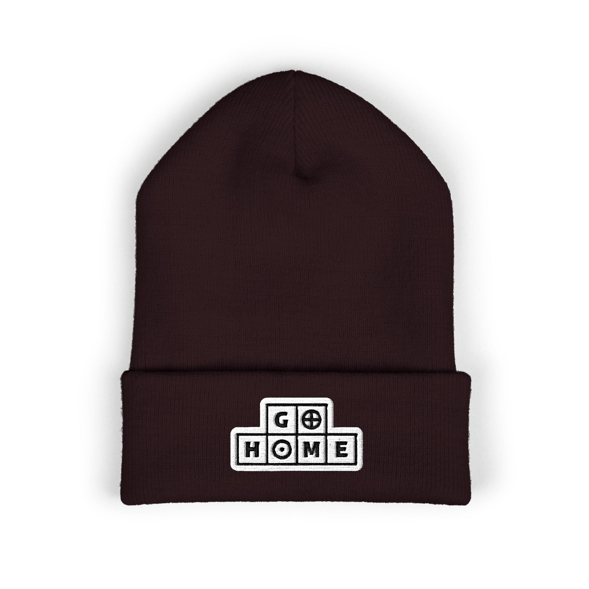"Go Home" (alt) Embroidered Beanie — One Hand Manor