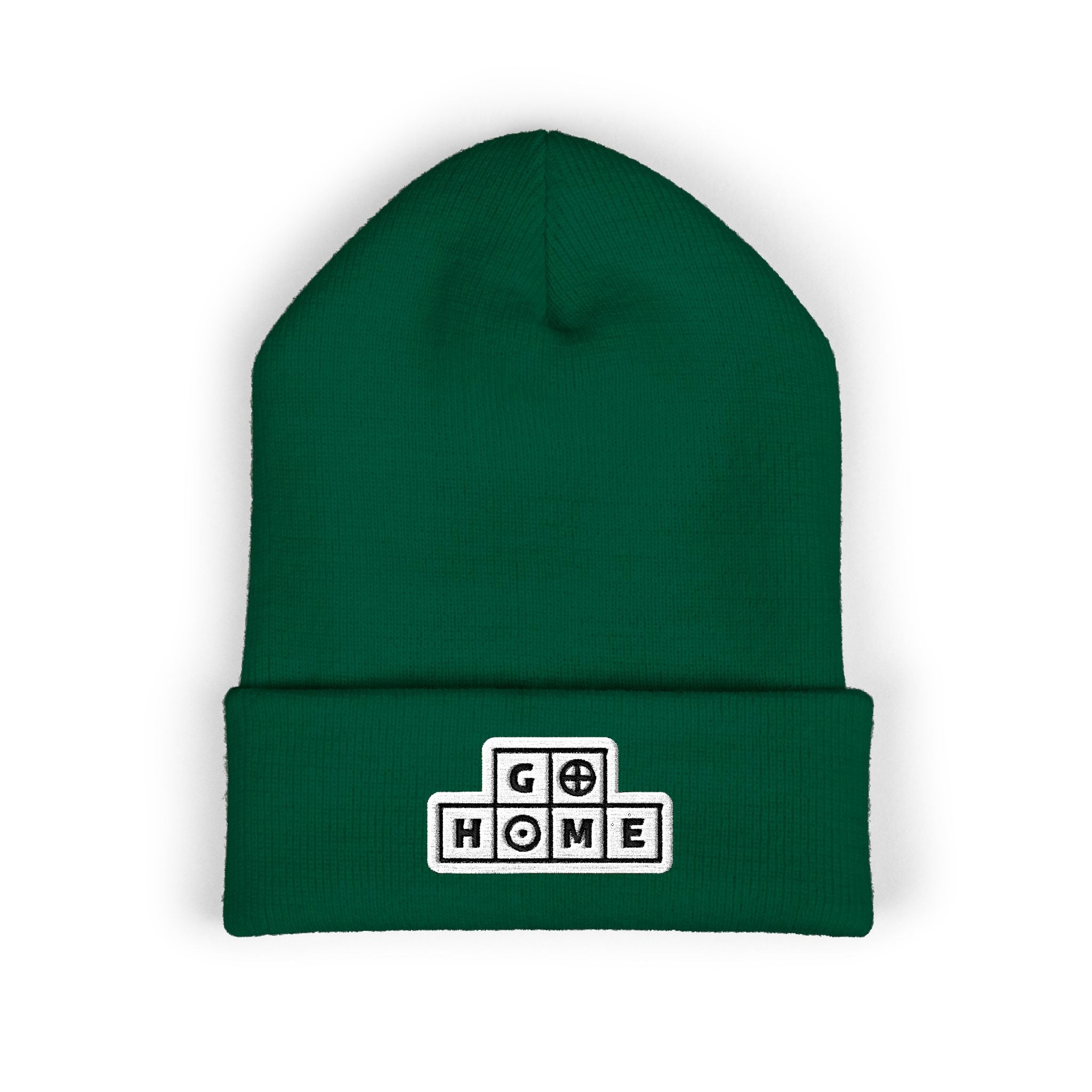 "Go Home" (alt) Embroidered Beanie — One Hand Manor