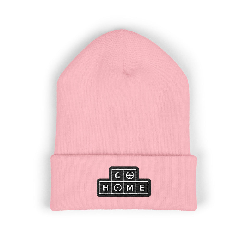 "Go Home!" Cuffed Beanie — Black & White Streetwear