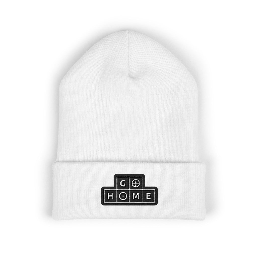 "Go Home!" Cuffed Beanie — Black & White Streetwear