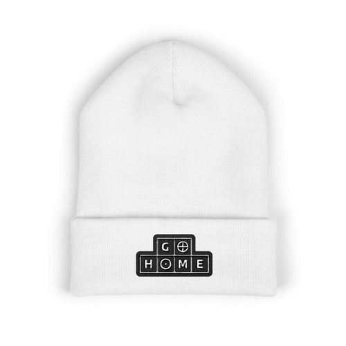 "Go Home!" Cuffed Beanie — Black & White Streetwear
