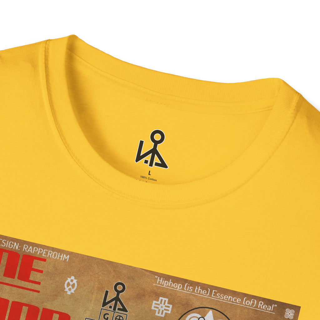 "Song Lines", Brutalist Rap Magazine Art T-Shirt — Islamic Tiling & Adinkra Symbols