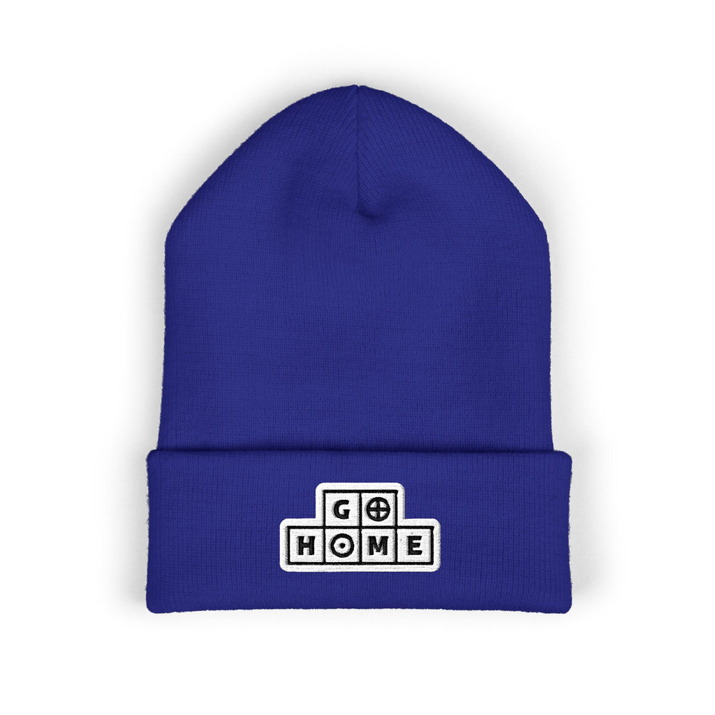"Go Home" (alt) Embroidered Beanie — One Hand Manor