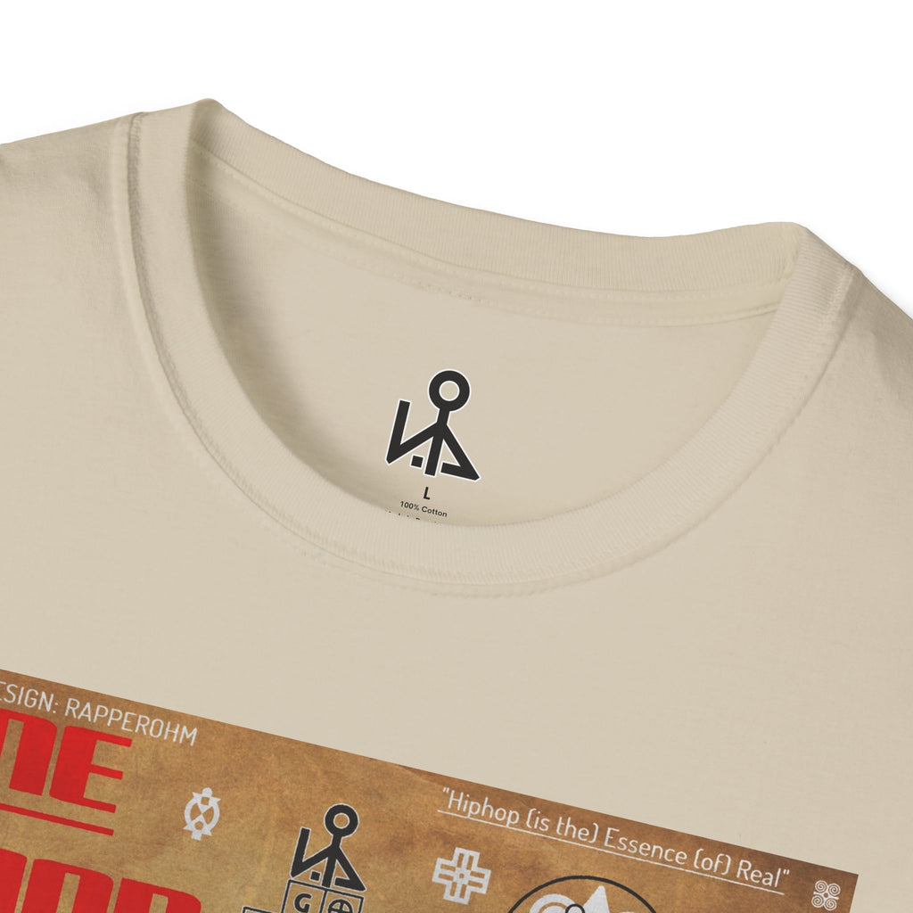 "Song Lines", Brutalist Rap Magazine Art T-Shirt — Islamic Tiling & Adinkra Symbols