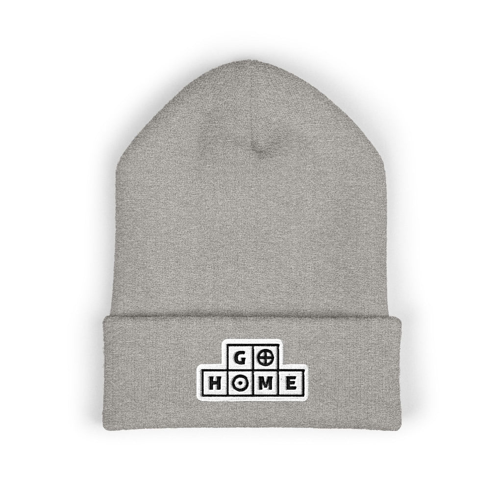 "Go Home" (alt) Embroidered Beanie — One Hand Manor